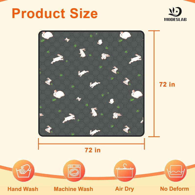 MODESLAB Guinea Pig Cage Liner, 72in x 72in Fast Absorption Washable Bedding Pee Pads for Dogs Puppy Rabbit Small Animal Cage Mat, Leakproof & Non-Slip - Image 2